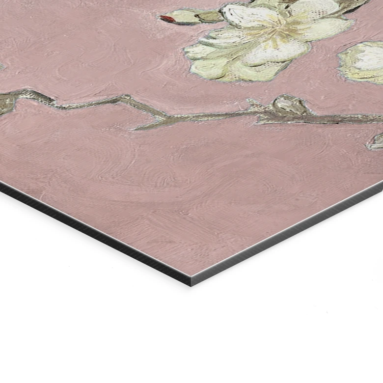 Wandbild van Gogh - Mandelblüte - rosé - Panorama - Alu-Dibond 