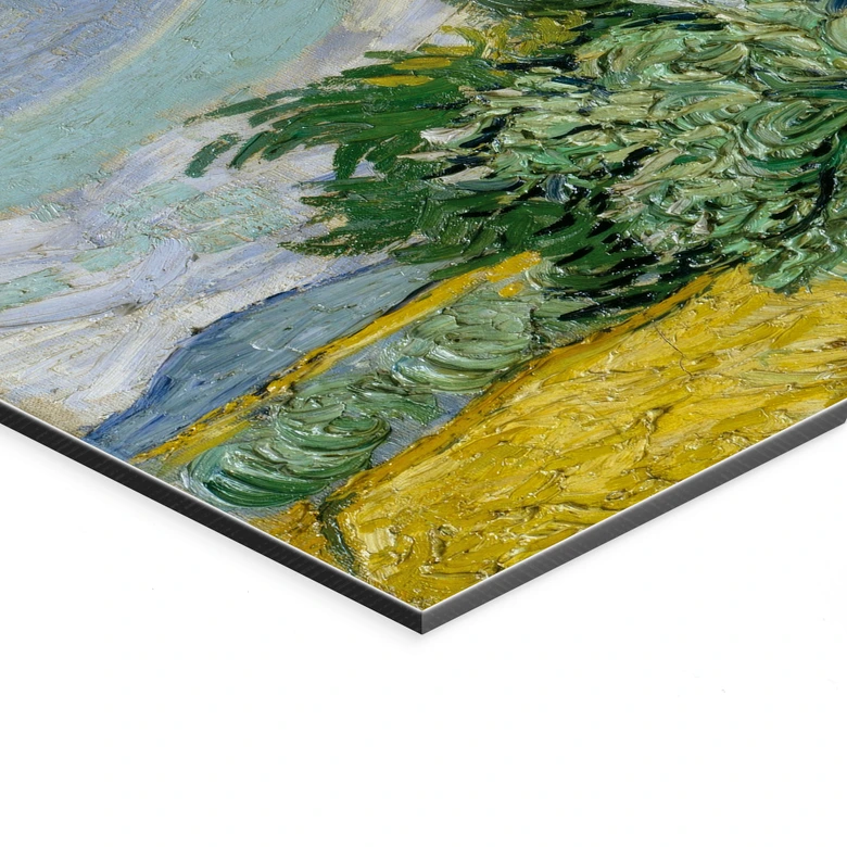 Wandbild van Gogh - Weizenfeld mit Zypressen - Alu-Dibond 