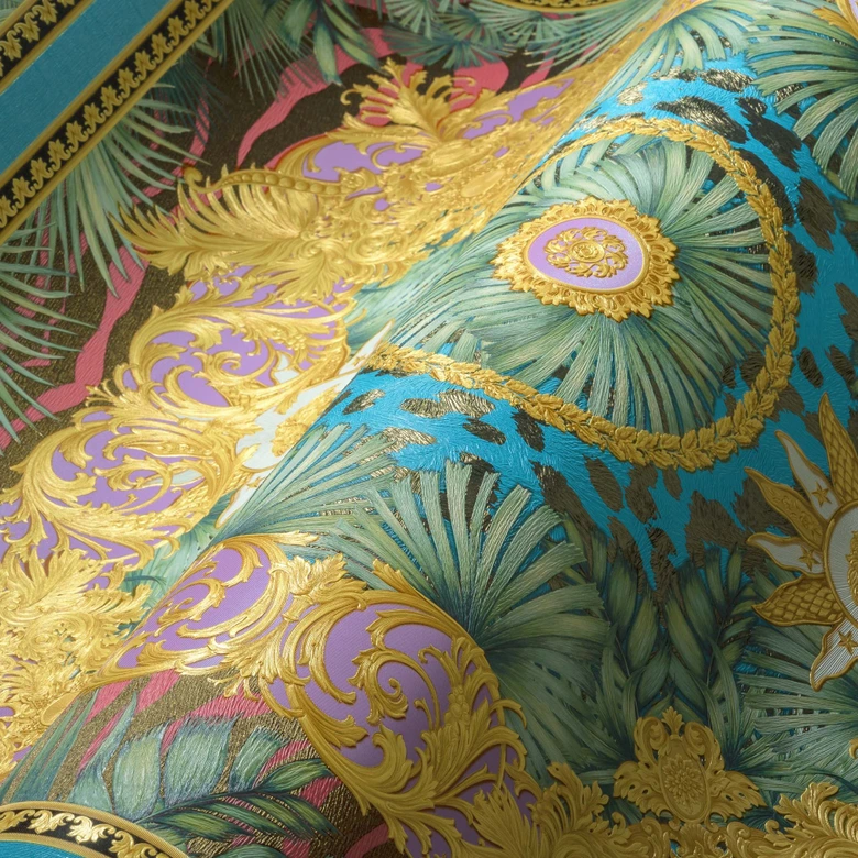 Versace Home Dschungel Tapete Grün Gold Luxus Designer Vliestapete Palmen-Blätter 
