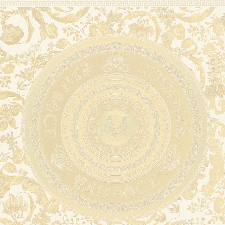 Papel pintado no tejido Versace Home Papel pintado con motivo floral beige crema Papel pintado floral de diseño 