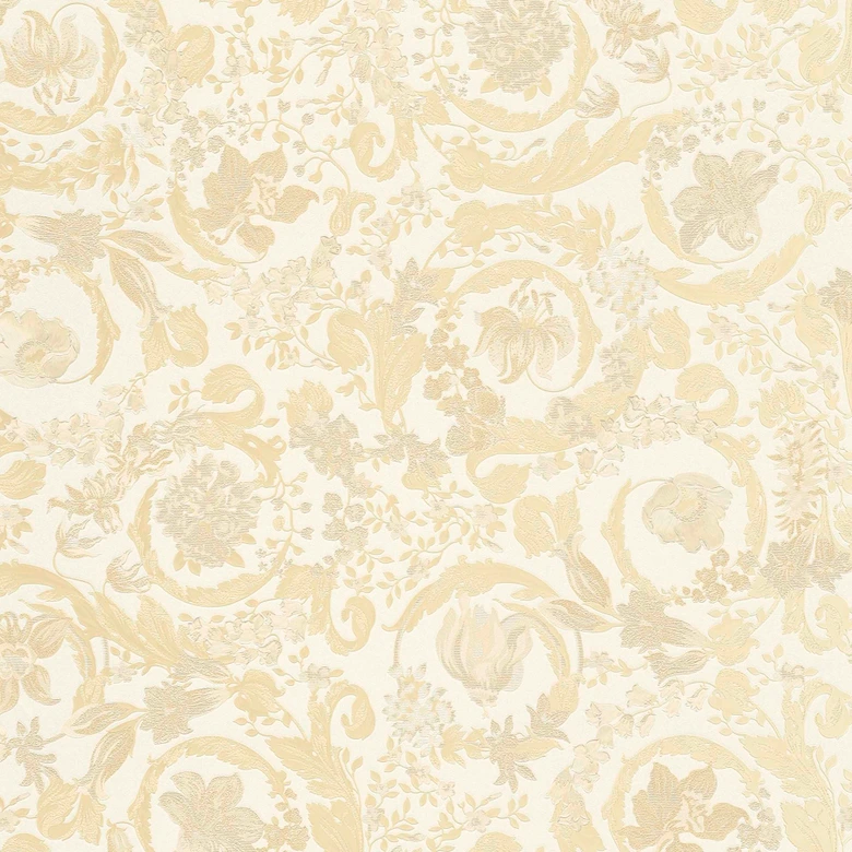 Versace Home Vliestapete Blumen florale Luxus Designer Tapete Beige Creme  