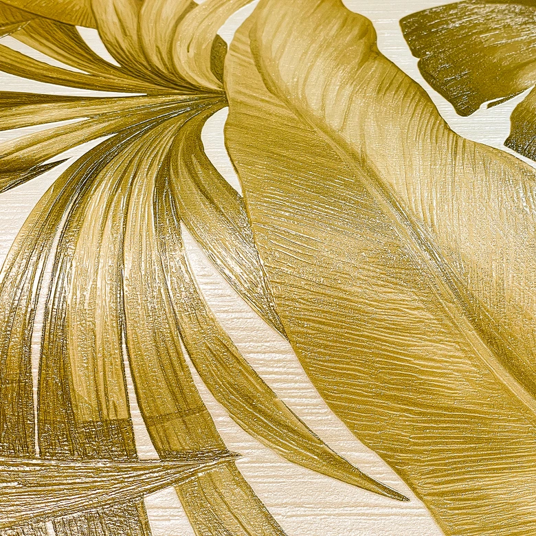 Papier peint Versace Home Wallpaper Giungla, crème, métallisé 