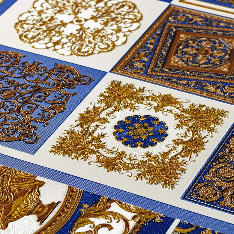 Versace Papier peint de designer -  or, Bleu 
