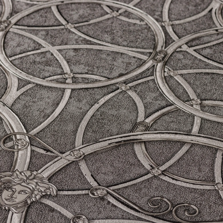 Versace Papier peint de designer -  argent, Gris 