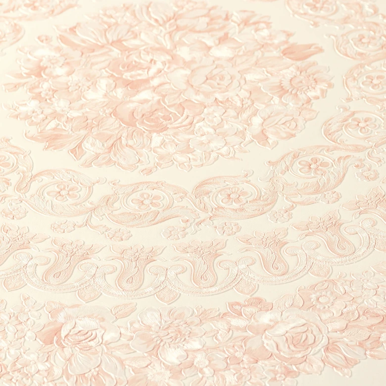 Versace wallpaper Vliestapete Heritage Barocktapete mit Ornamenten rosa, silber 