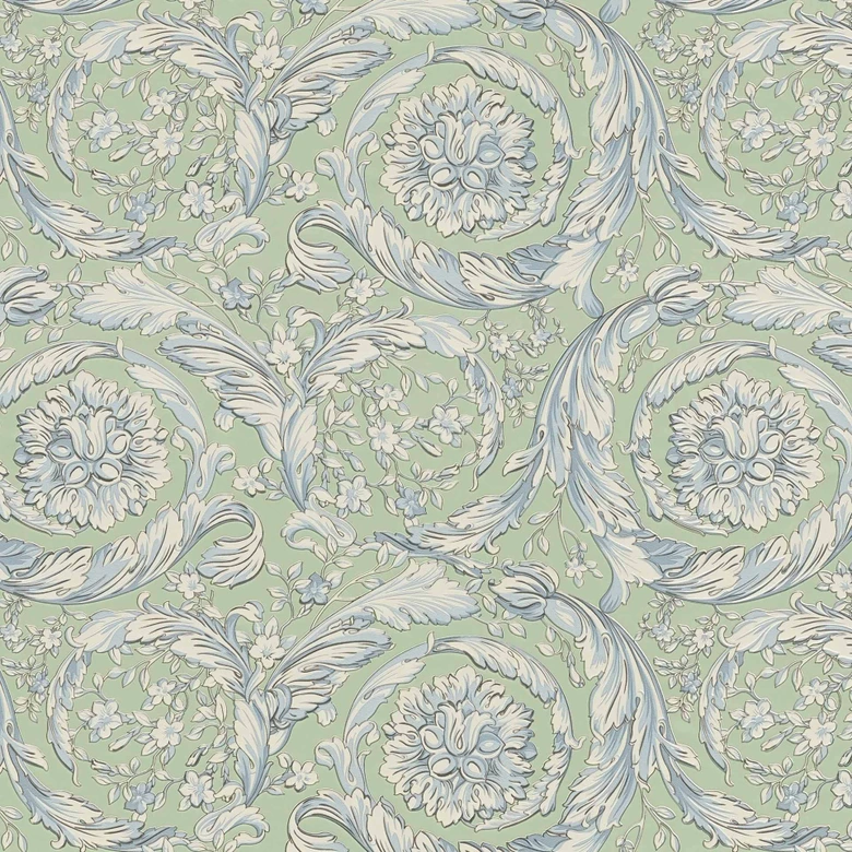 Versace Vliestapete Barocco Neo Klassik Ranken Floral Grün Blau Weiß elegant 