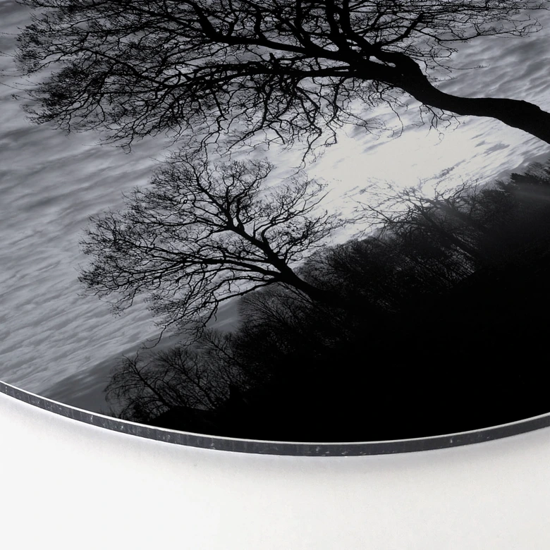 Alu-Dibond Black and White Sunset - Rund 