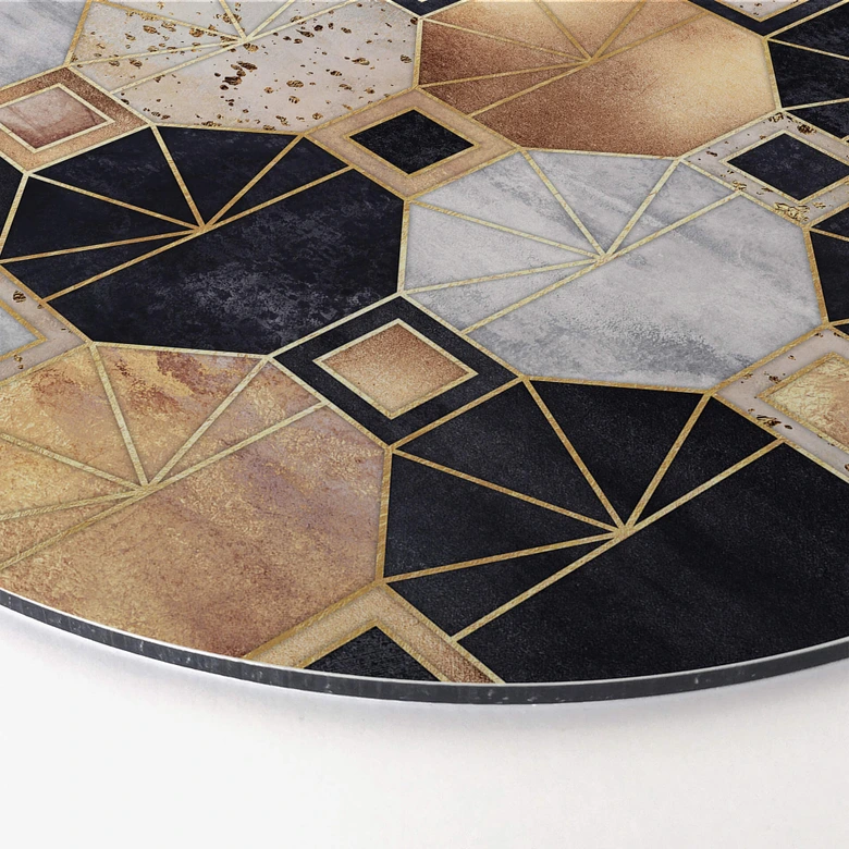 Wandcirkel Alu-Dibond Fredriksson - Gold & Black 