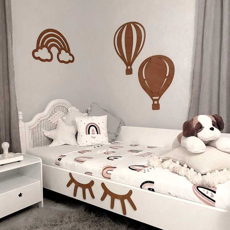 Houten Wanddecoratie Mahoniefineer Luchtballon 