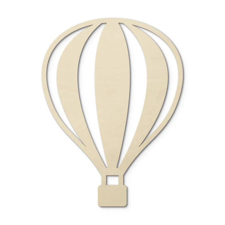 Decoración en madera de álamo - globo aerostático con líneas verticales 