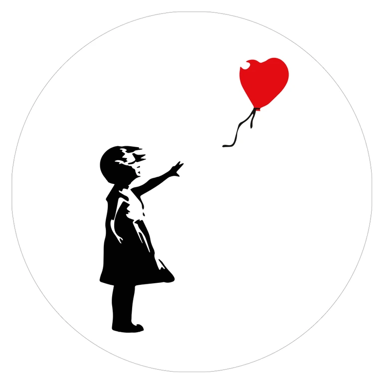 Wandtattoo Banksy - Girl with red balloon - Rund 
