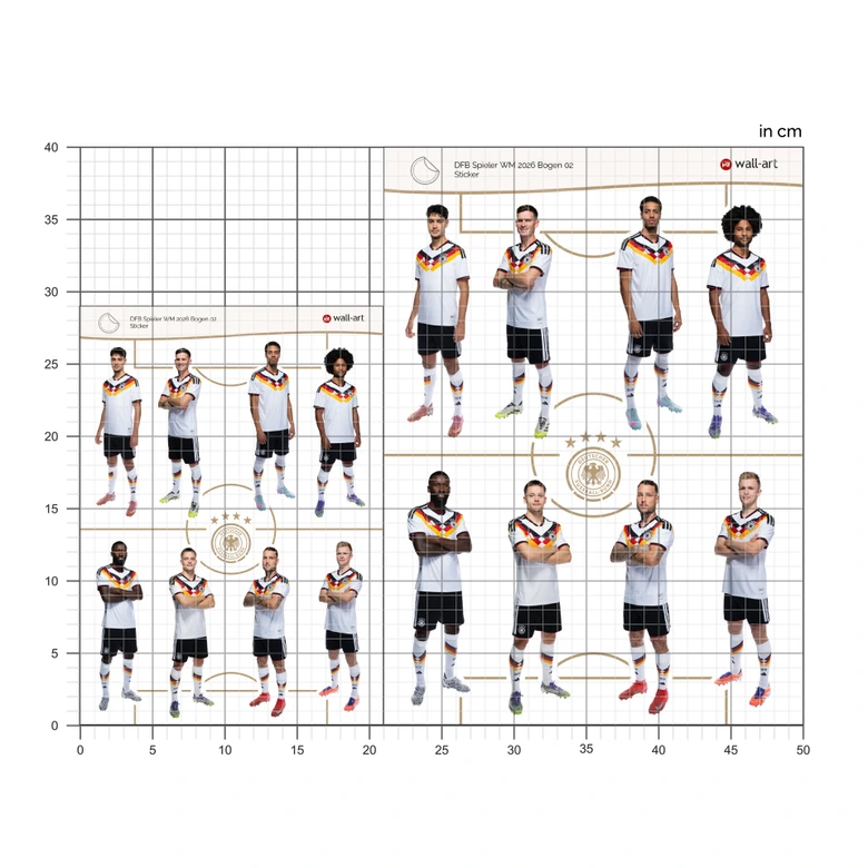 DFB Sticker Spieler WM 2026, Wandtattoo Bogen 02 