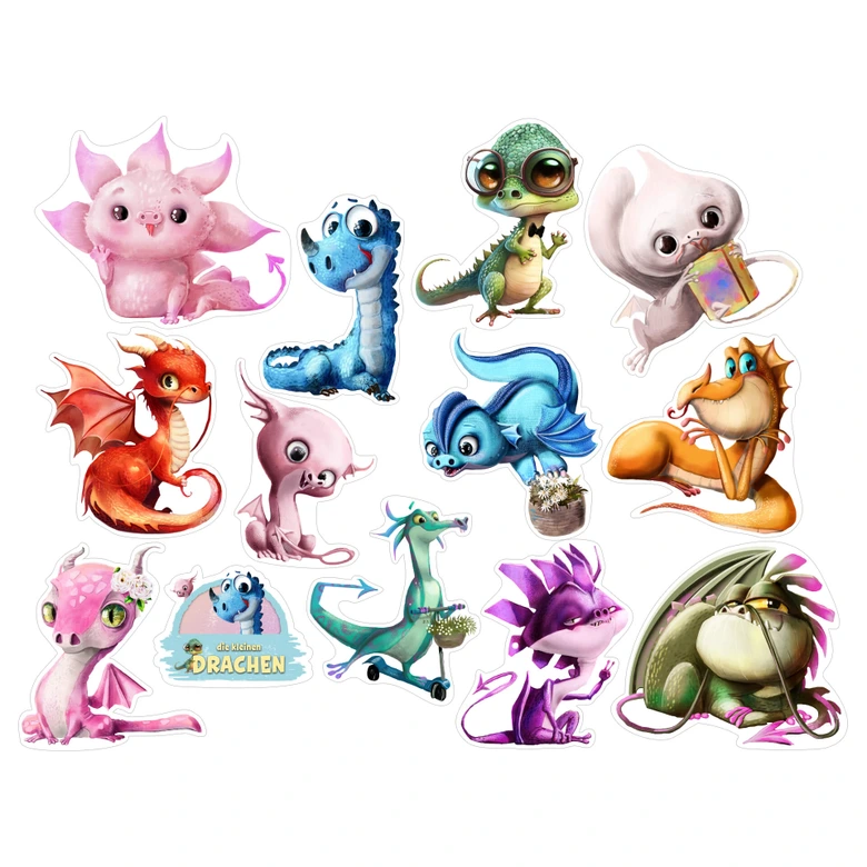 Sticker Mural Les petits dragons - set de 13 pièces  