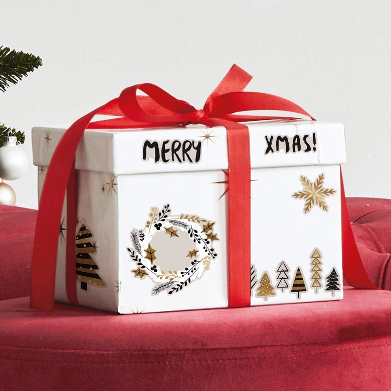 Muursticker Orara Studio - Kerstmis zwart goud 