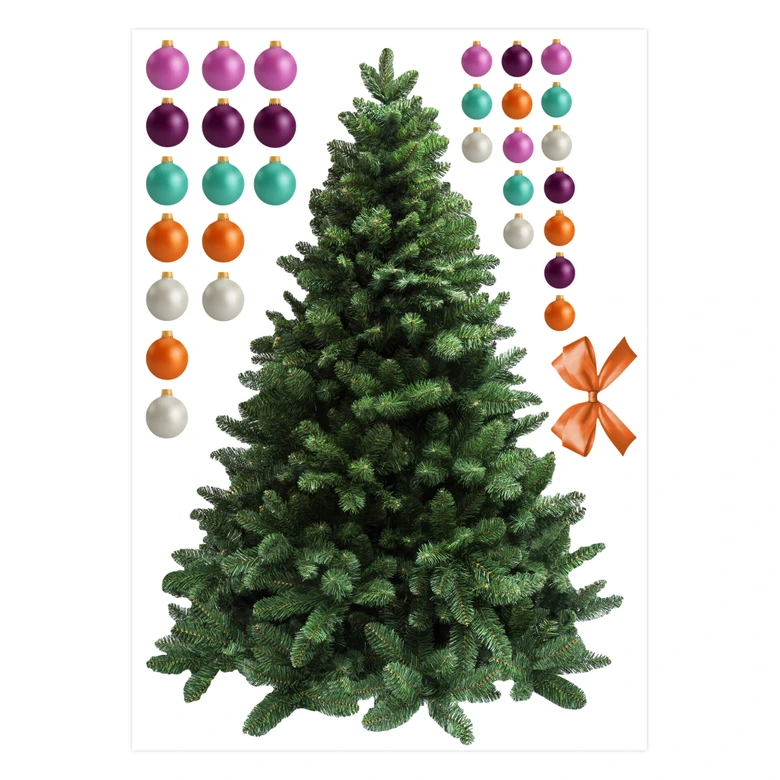 Wandtattoo Weihnachtsbaum zum selber Schmücken - bunt 