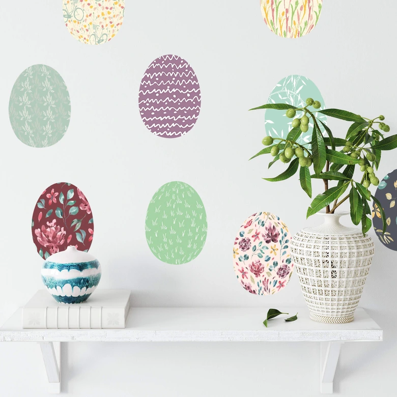 Sticker mural Set d'œufs de Pâques multicolores (21 pièces) 