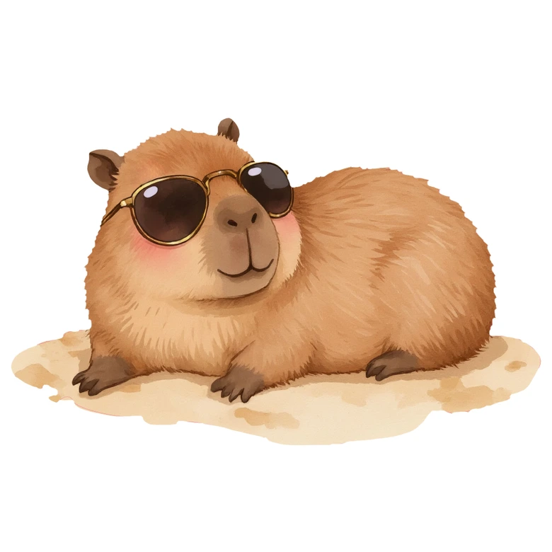 Sticker mural Capybara avec lunettes de soleil 