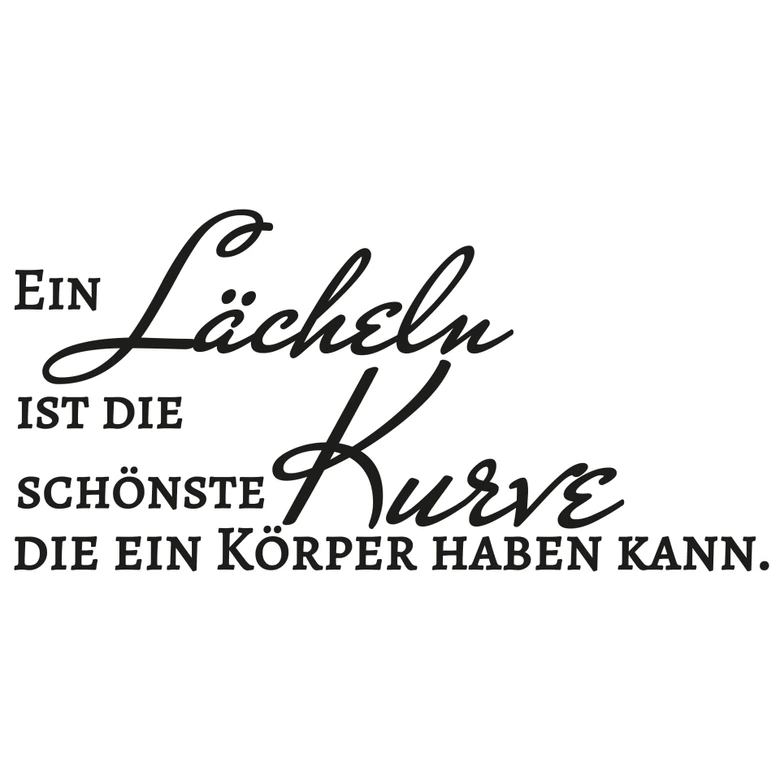 Wandtattoo Ein Lächeln ist die schönste Kurve... (2-farbig) 