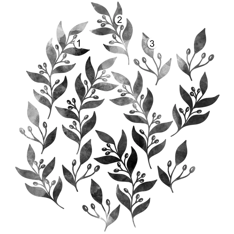 Wandtattoo eingefärbte Zweige mit Beeren schwarz 