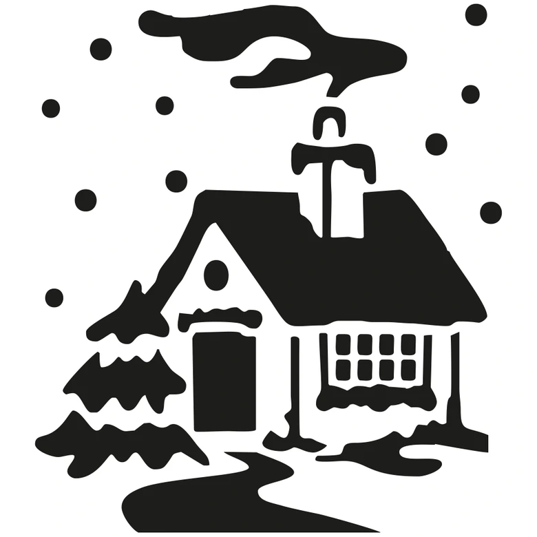 Wandtattoo Eingeschneites Haus im Winter 