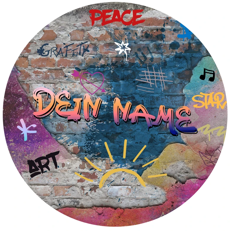 Personalisiertes Wandtattoo Graffiti mit Wunschtext - Rund 