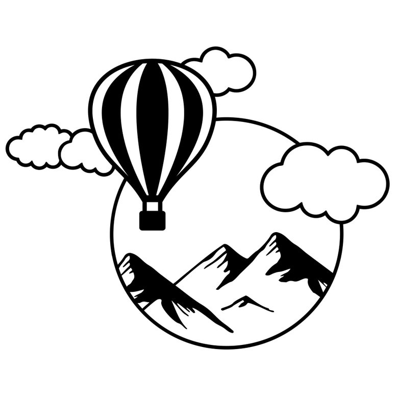Wandtattoo Heißluftballon in den Bergen - Rund 