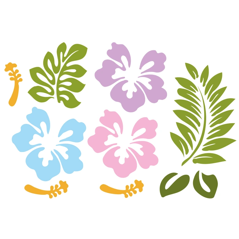 Wandtattoo Hibiskusblüten - Pastell 
