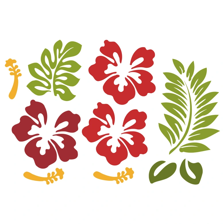 Wandtattoo Hibiskusblüten - rot 