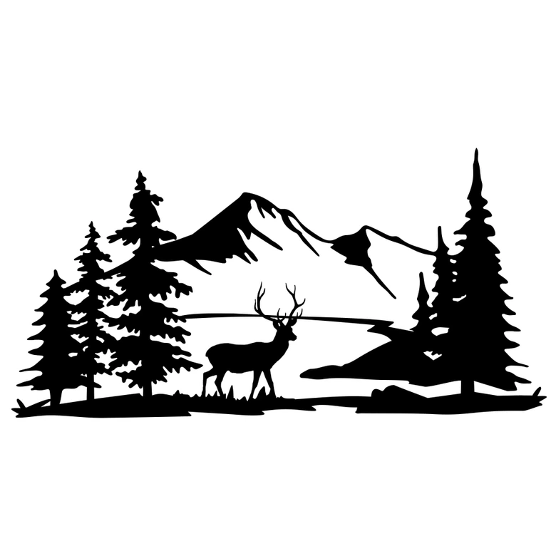 Muursticker Hert voor een berglandschap 
