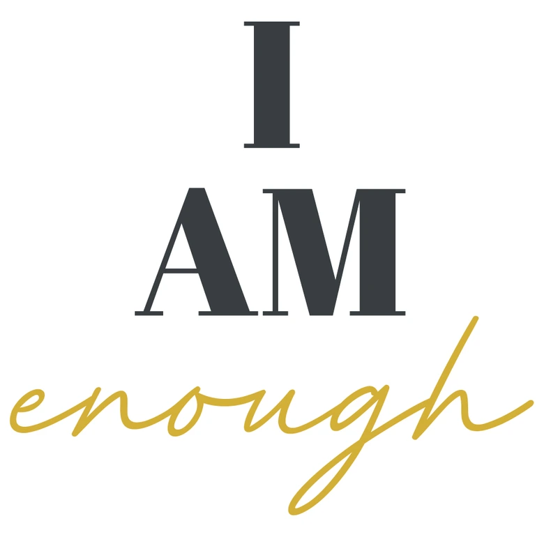 Sticker mural Affirmation Proverbe - I am enough anthracite-jaune moutarde 
