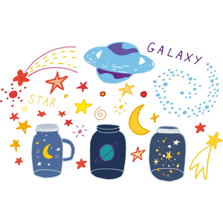 Wandtattoo Illustration Galaxien im Glas 
