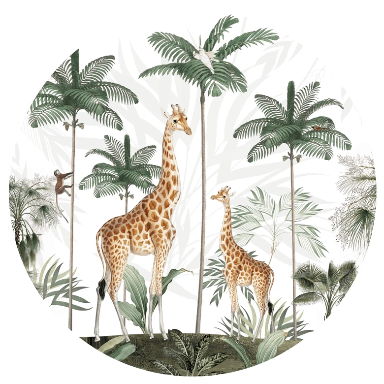 Sticker mural Kikki Belle - Les giraffes - Rond 