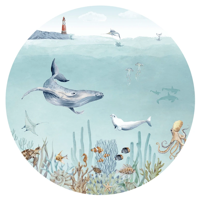 Sticker mural Kikki Belle - Vie sous-marine - Rond 