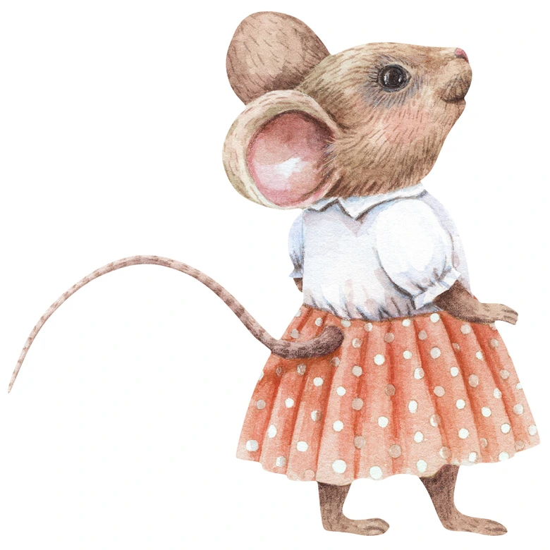 Wall sticker Curious mouse - Girl - Kikki Belle 
