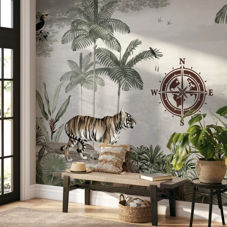Wall sticker Compass with abstract continents 