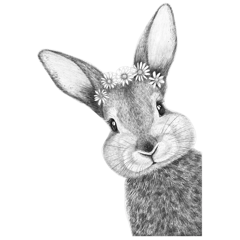 Wandtattoo Niedlicher Hase mit Kamillenblüten - Korenkova 