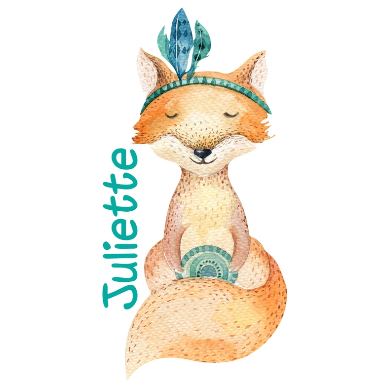 Sticker mural Kvilis - Renard + Texte à personnaliser 