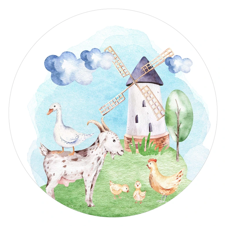 Wandtattoo Kvilis - Bauernhof - An der Mühle - Rund 