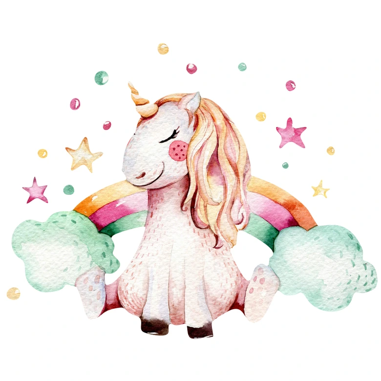 Adesivo murale Kvilis - Unicorno arcobaleno 