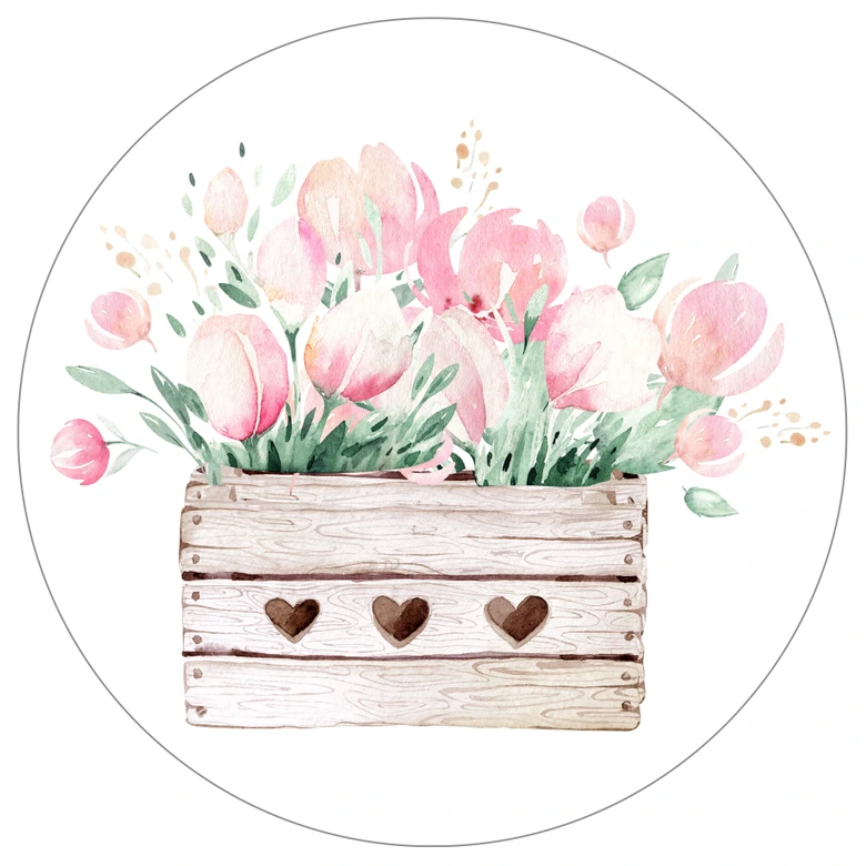 Wandtattoo Kvilis - Frühlingsgruß mit Tulpen - Rund 