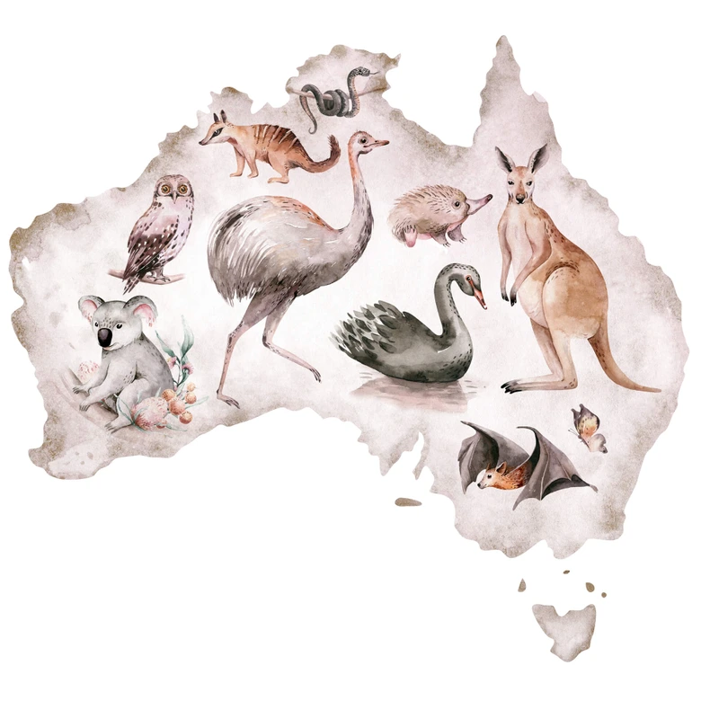 Wandtattoo Kvilis - Kontinent Australien und seine Tiere 