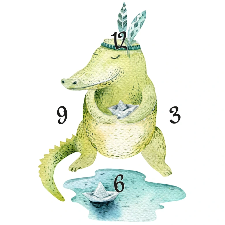 Sticker mural et horloge Kvilis - Crocodile 