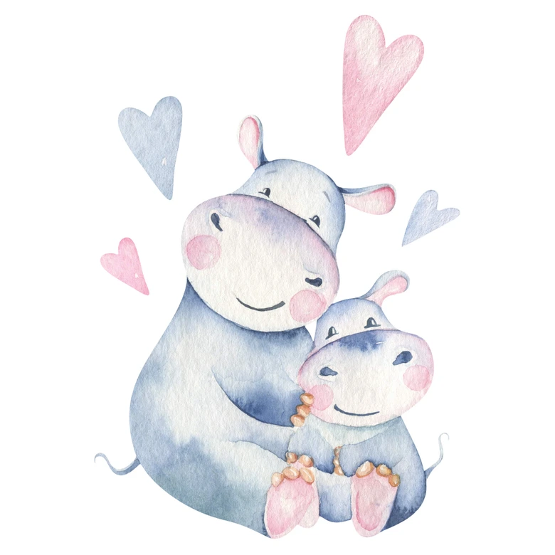 Muursticker Kvilis - Mother Hippo 