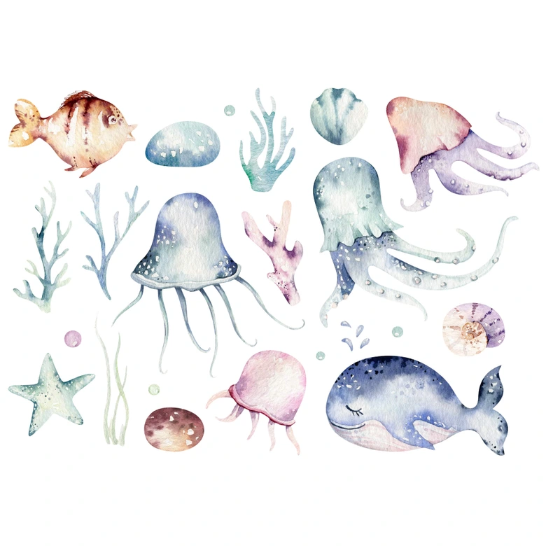 Muursticker set Kvilis - Diep in de Oceaan (25-delig) 