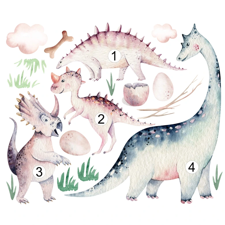 Sticker mural Kvilis - Le monde des dinosaures (19 pièces) 