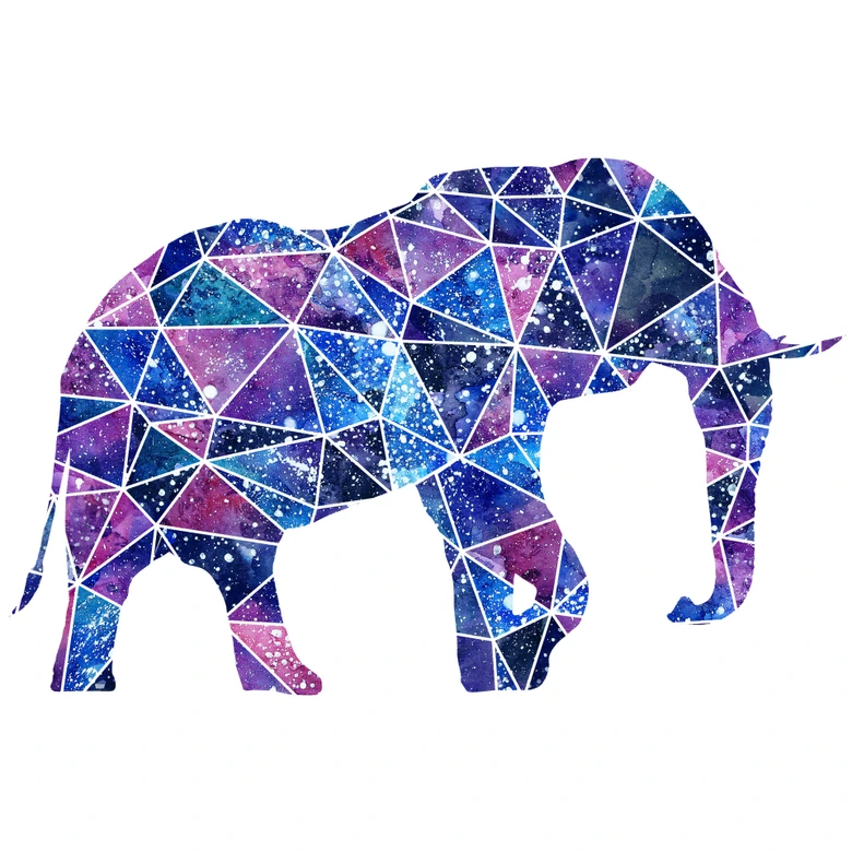 Wandtattoo Polygon Galaxie Elefant 