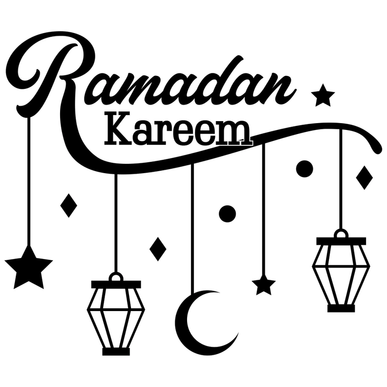 Wandtattoo Ramadan Kareem Mond Sterne Laternen 
