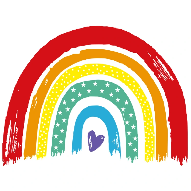 Wandtattoo Regenbogen klassisch bunt mit Herz 