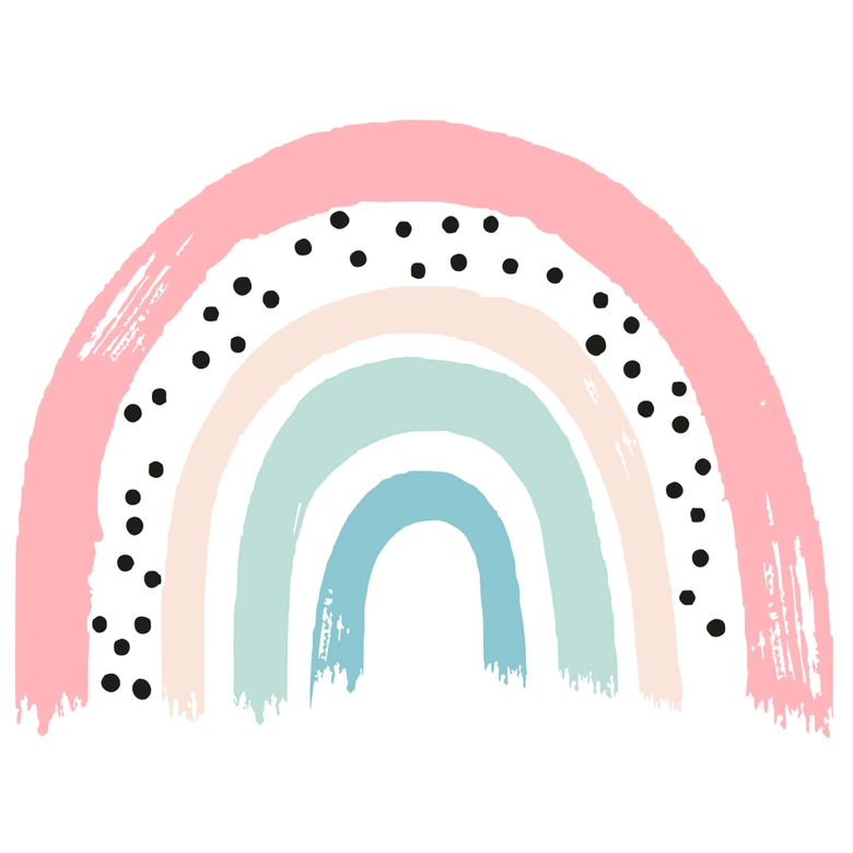 Muursticker Pastelroze Regenboog 