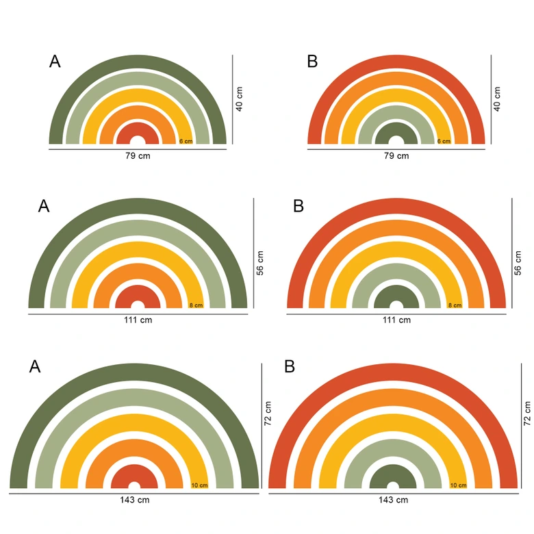 Sticker mural Retro demi-cercle | couleurs arc-en-ciel 
